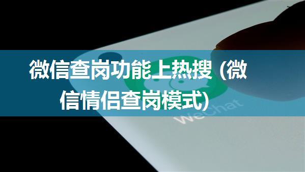 微信查岗功能上热搜 (微信情侣查岗模式)