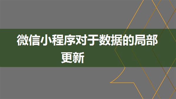 微信小程序对于数据的局部更新