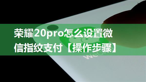 荣耀20pro怎么设置微信指纹支付【操作步骤】