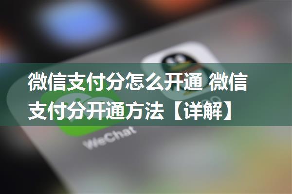 微信支付分怎么开通 微信支付分开通方法【详解】